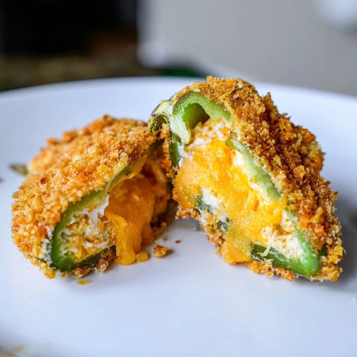 Golden, crispy Spicy Jalapeno Poppers with Cream Cheese Filling are arranged on a rustic platter, ready to be dipped in ranch.