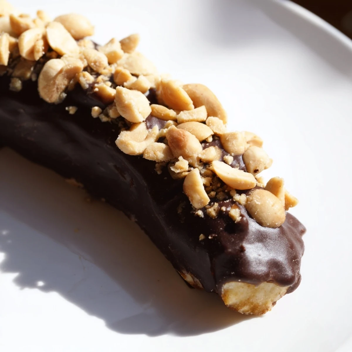 Freshly dipped Chocolate Covered Banana Bites on a tray, ready to be frozen, served as a gluten-free dessert or snack.