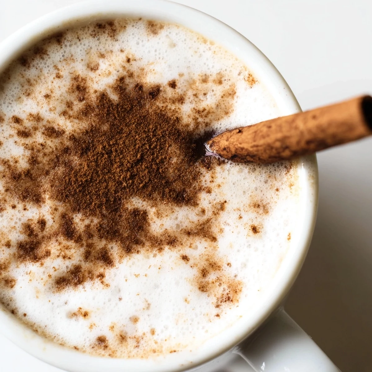 Two mugs of hot Spiced Chai Tea Latte with cinnamon garnish and frothy milk topping.