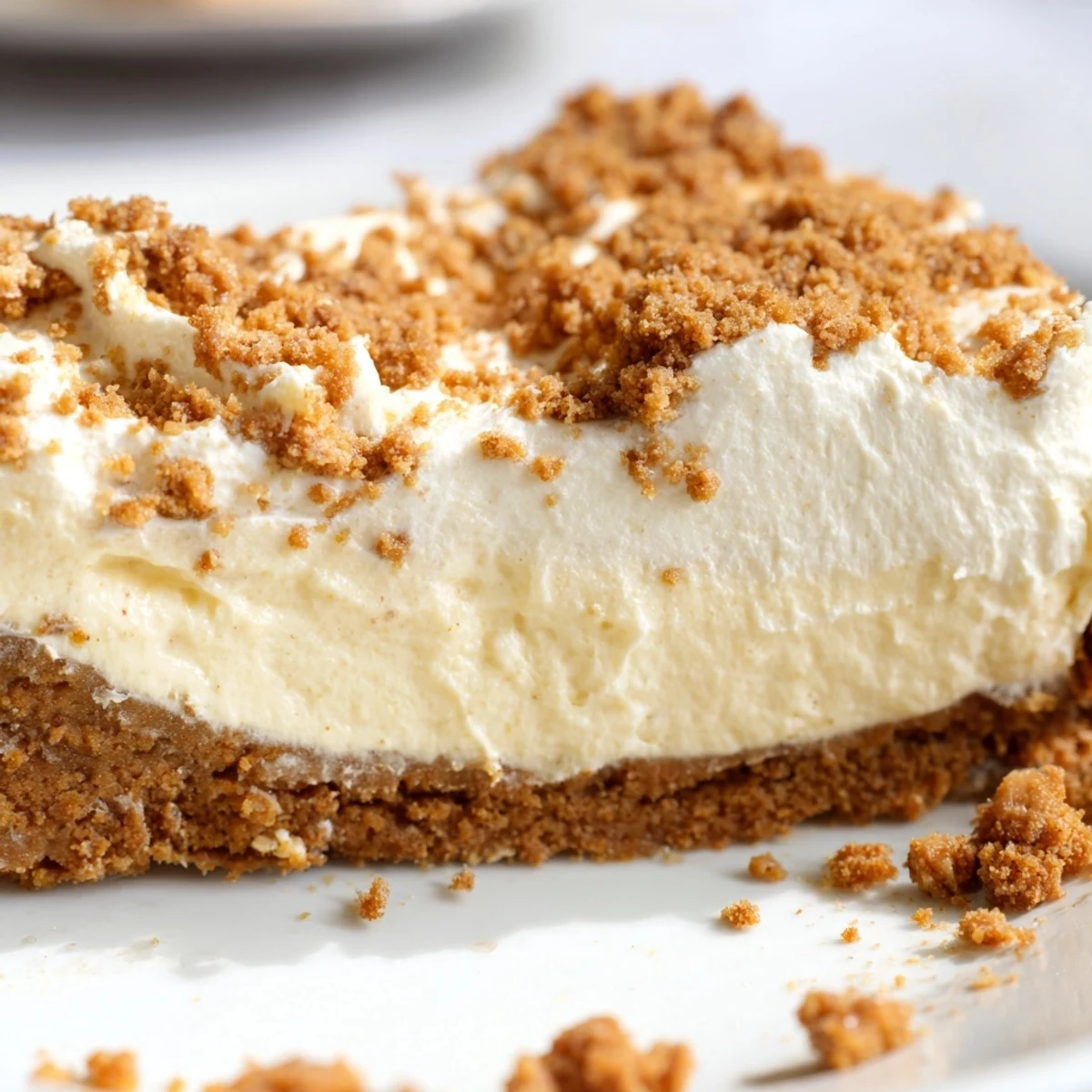 A whole Gingerbread Cheesecake with Gingernut Base sits on a cooling rack, garnished with whipped cream and crushed gingernut cookies.