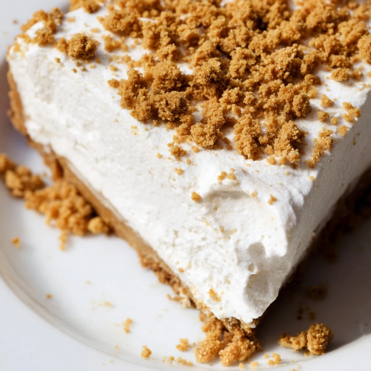 A festive slice of Gingerbread Cheesecake with Gingernut Base is served on a dessert plate, ready to enjoy with a cup of coffee.