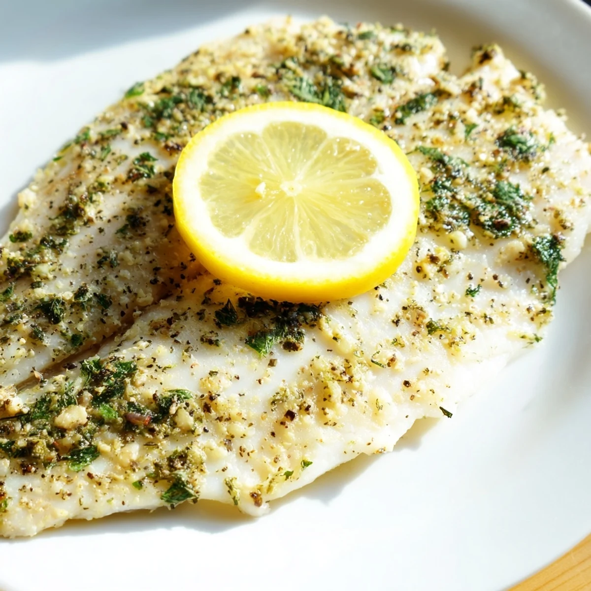 Seasoned Baked Tilapia with Herbs on a baking sheet with lemon rounds, surrounded by roasted asparagus for an easy, flavorful dinner.