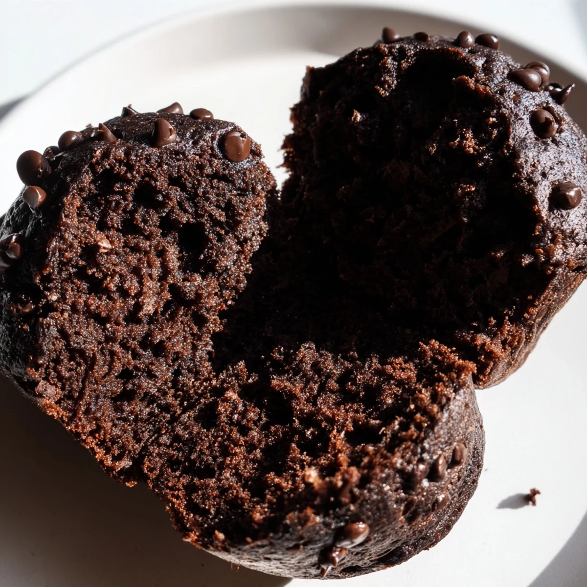 Tender Chocolate Banana Muffins on a cooling rack beside sliced bananas, perfect for breakfast or a sweet snack.