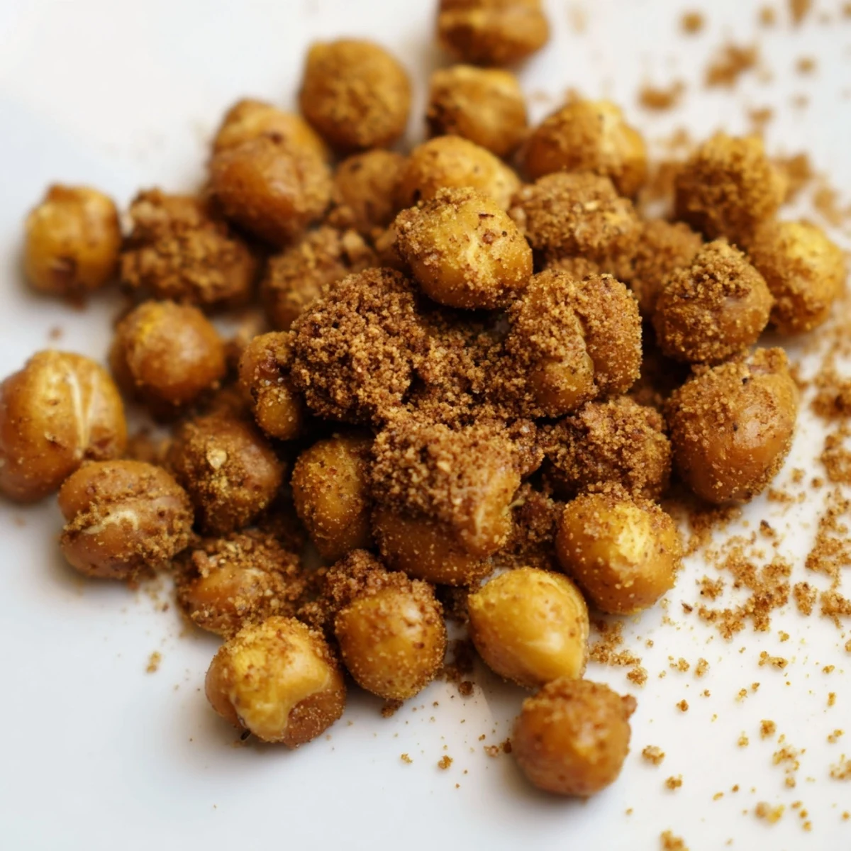 A bowl of crispy Spicy Roasted Chickpeas with Cumin topped with fresh parsley, served as a healthy vegan snack.