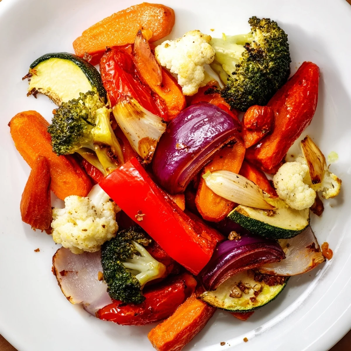 Perfectly roasted veggies medley with golden edges, served hot from the oven as a healthy side dish.
