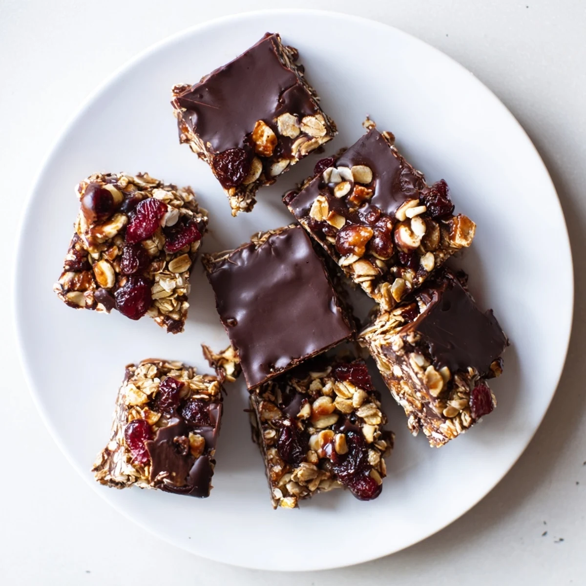 Twelve Chocolate Lunch Bar Snacks are stacked high, with melted semi-sweet chocolate dripping down the sides for a delicious finish.