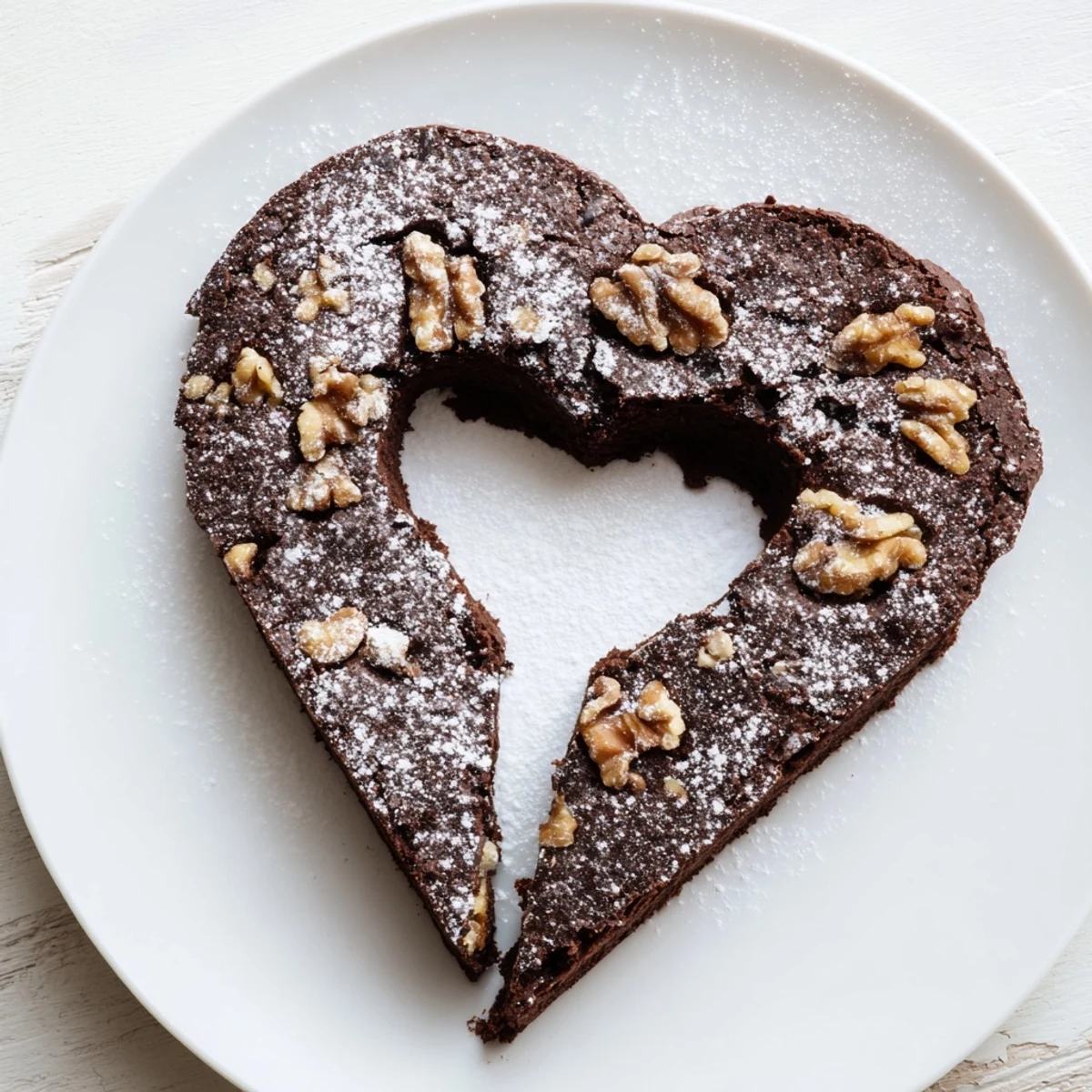 Stacked Valentine Heart Shaped Brownies on a white plate, ready for sharing on a romantic dessert table.