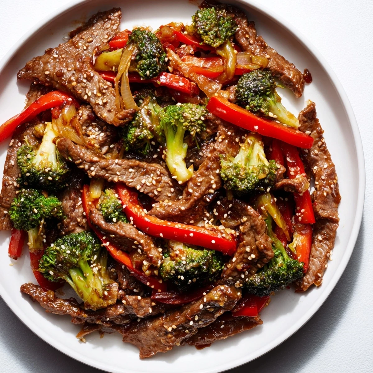 Sizzling Spicy Beef and Broccoli Stir Fry in a hot wok, tender beef and crisp broccoli coated in glossy, aromatic sauce.