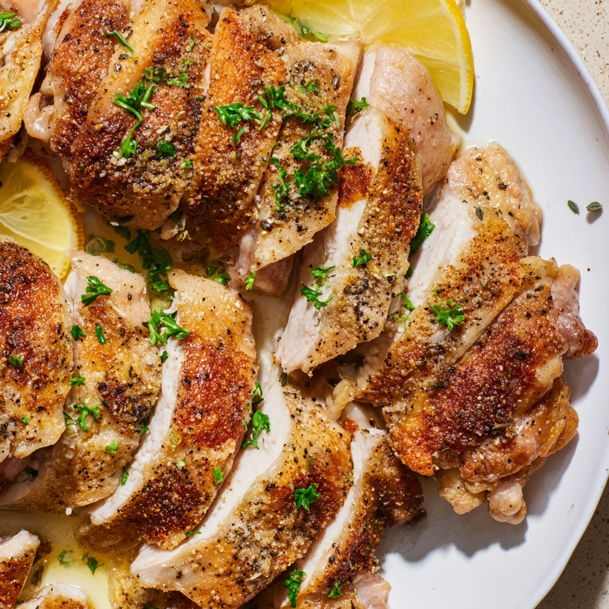 Perfectly seasoned Oven Baked Chicken Breasts sliced and served with roasted vegetables and rice