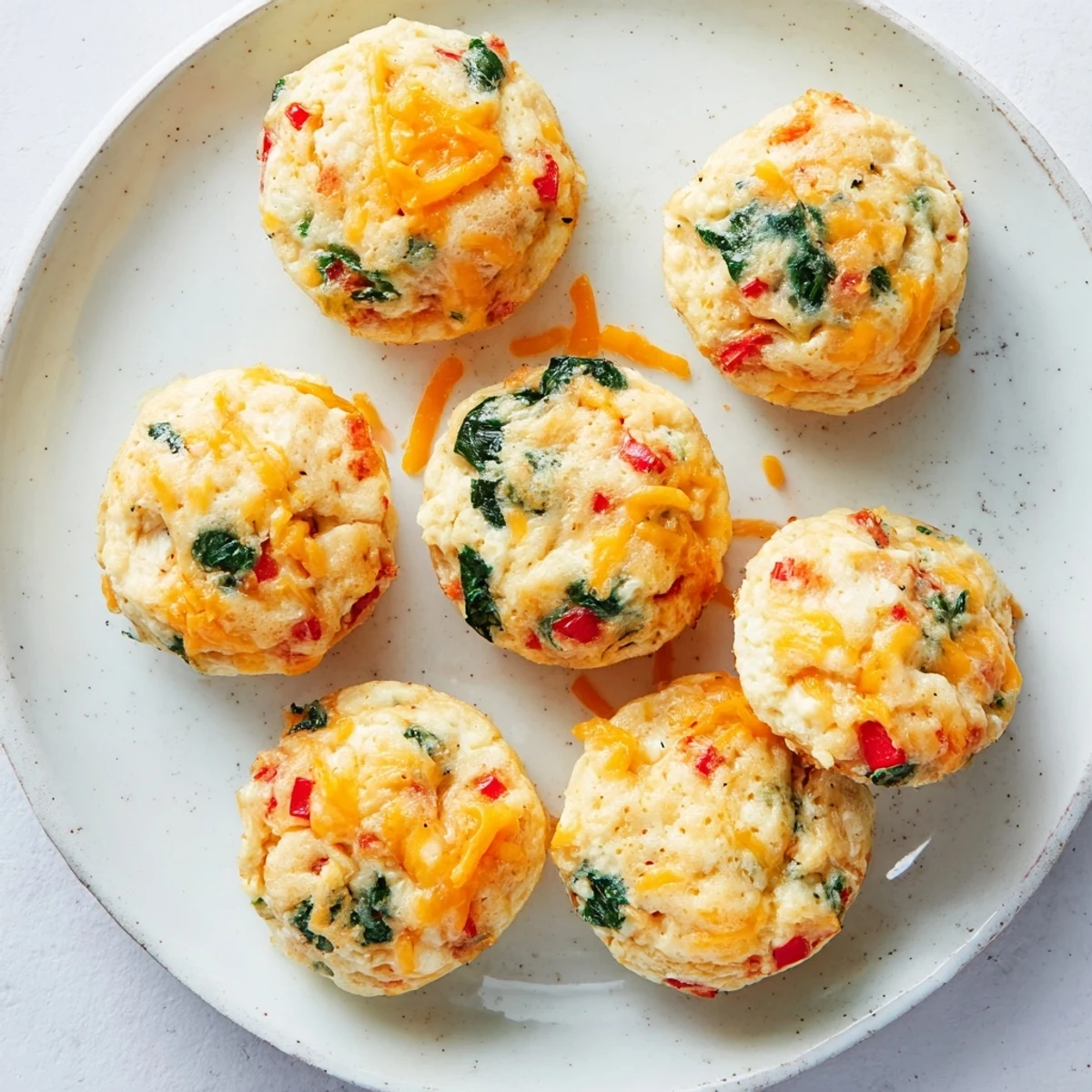 A close-up view of golden, fluffy Muffin Tin Cottage Cheese Egg Bites emerging from the oven, showcasing their soft, tender texture.
