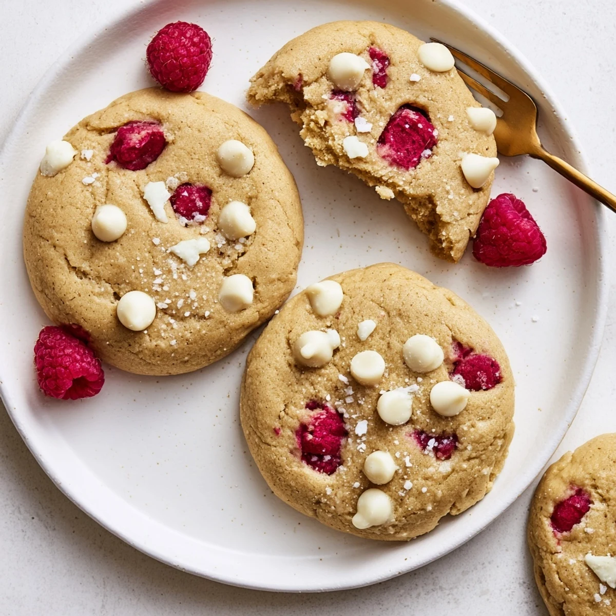 Fresh Lemon Raspberry Cookies on a cooling rack with juicy berries peeking through.