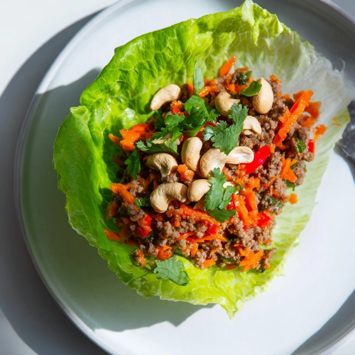Beef and Cashew Lettuce Cups
