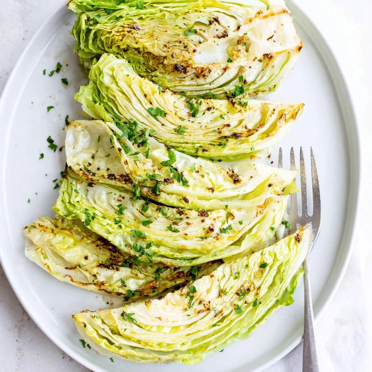 Golden roasted cabbage wedges with crispy caramelized edges and tender centers