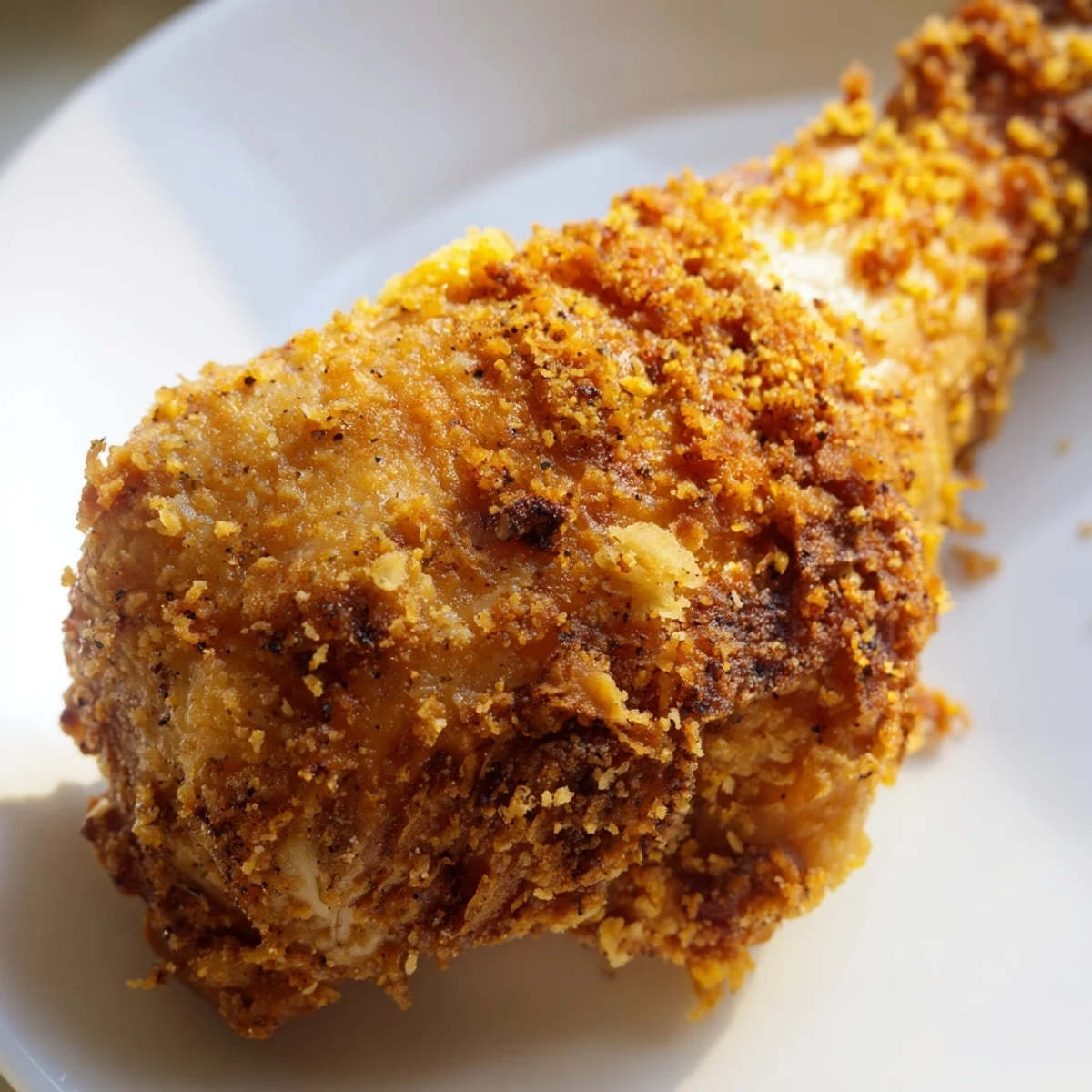 Golden brown crispy Southern fried chicken pieces arranged on a wire rack after deep frying