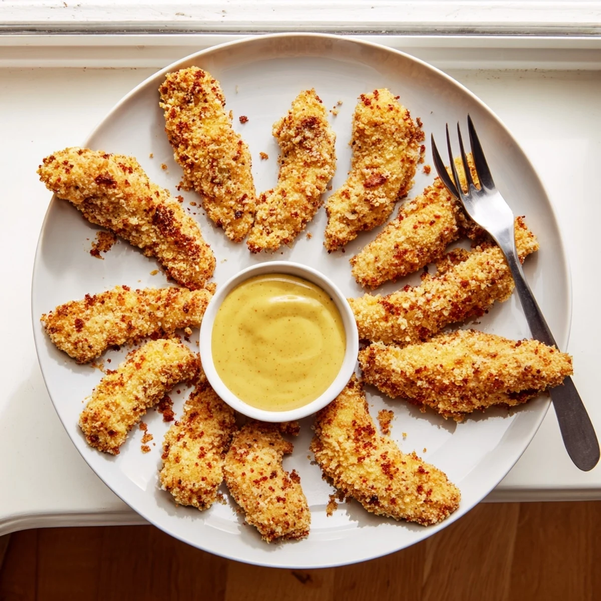 Family-friendly chicken tenders displaying golden crispy texture and tender moist white meat inside