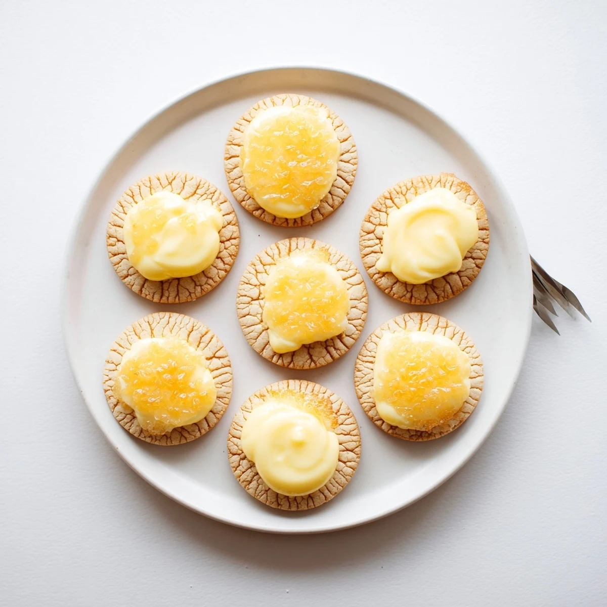 Buttery shortbread cookies topped with creamy custard and torched caramelized sugar finish