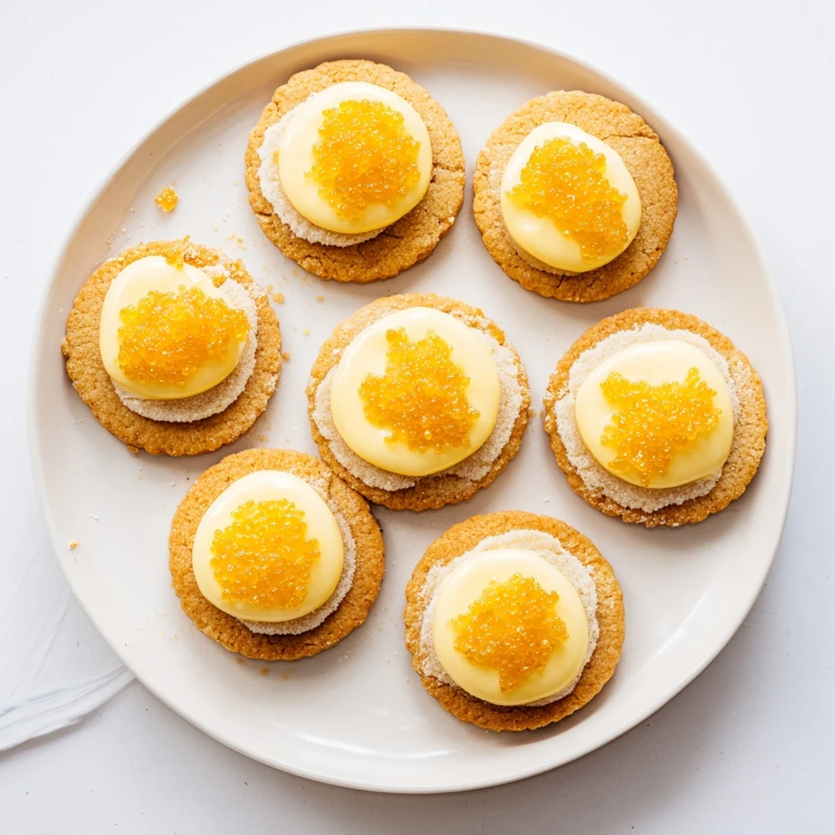 French-inspired crème brûlée shortbread cookies featuring crisp burnt sugar layer and soft center