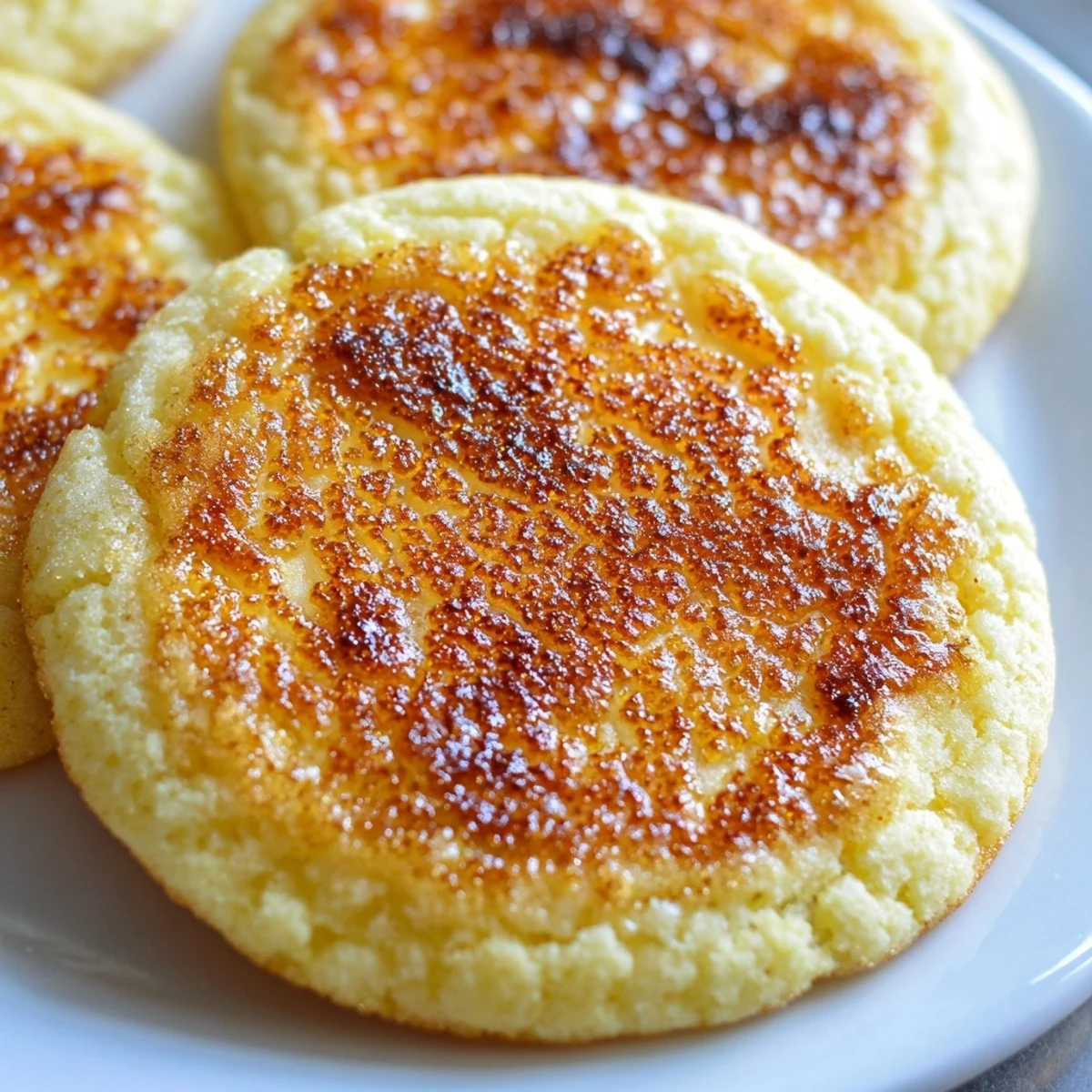Soft baked crème brûlée cookies with crackled caramel tops and tender centers
