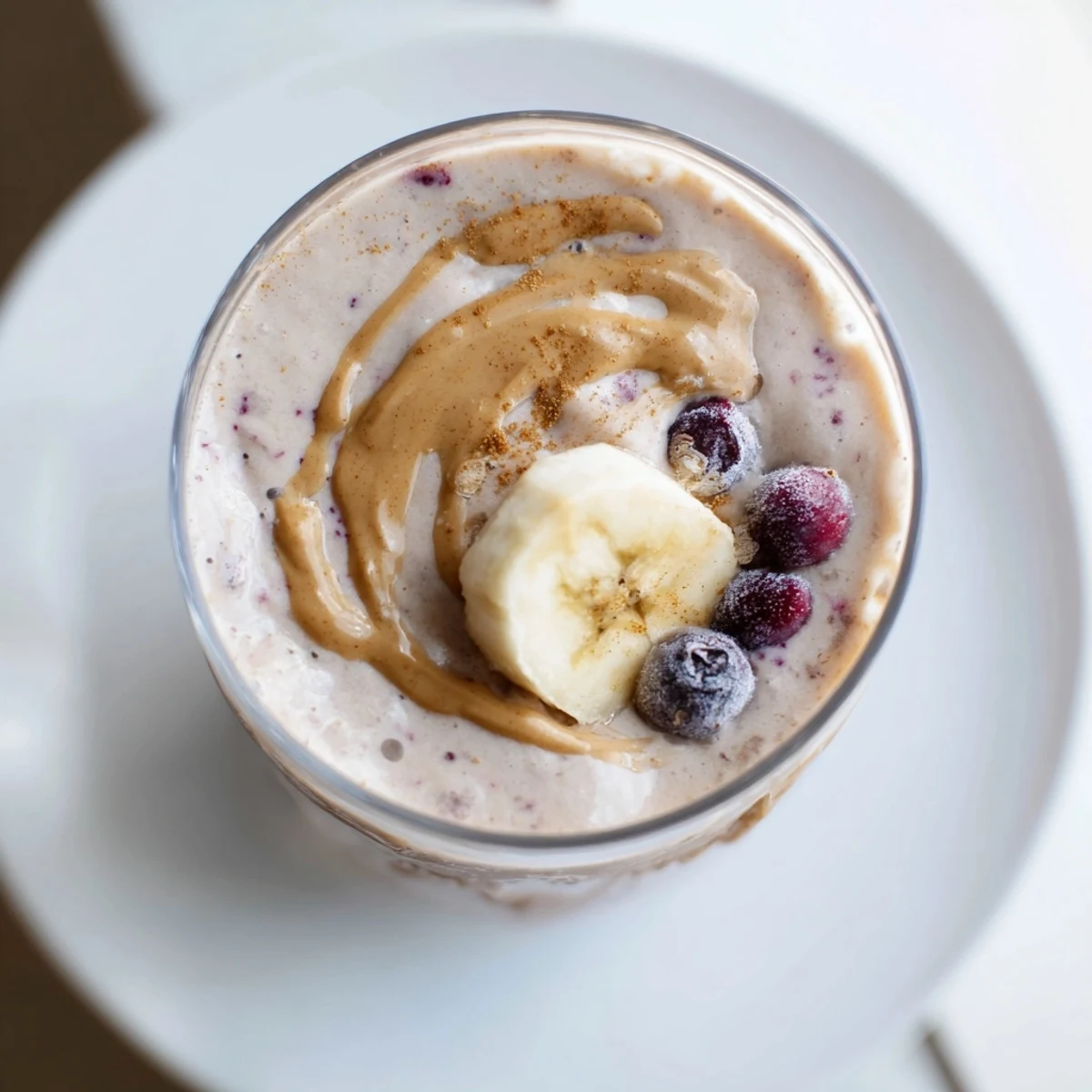 High Protein Smoothie: creamy berry and banana blend in chilled glasses