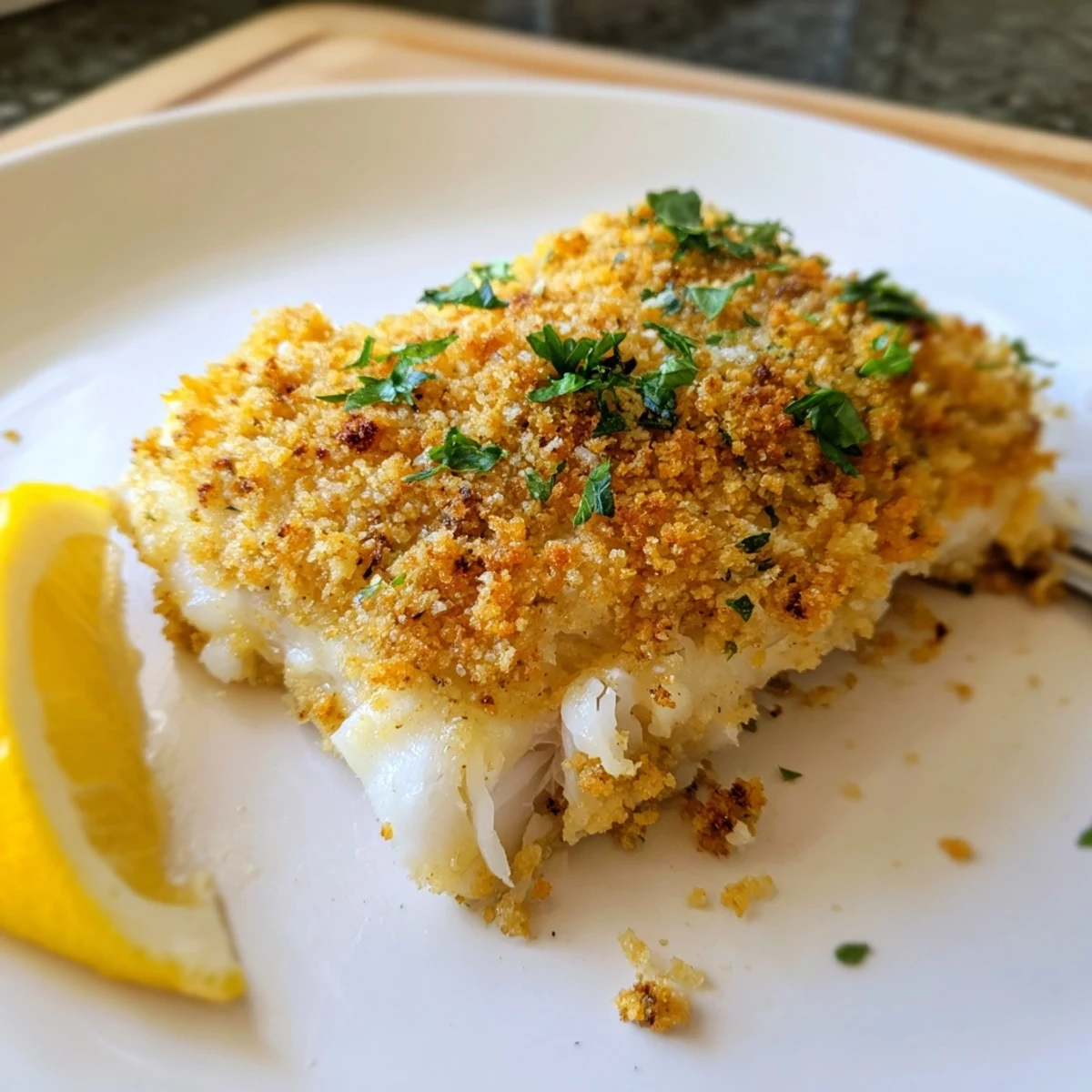 Oven-ready Boston Baked Cod: flaky fillets topped with buttery breadcrumbs
