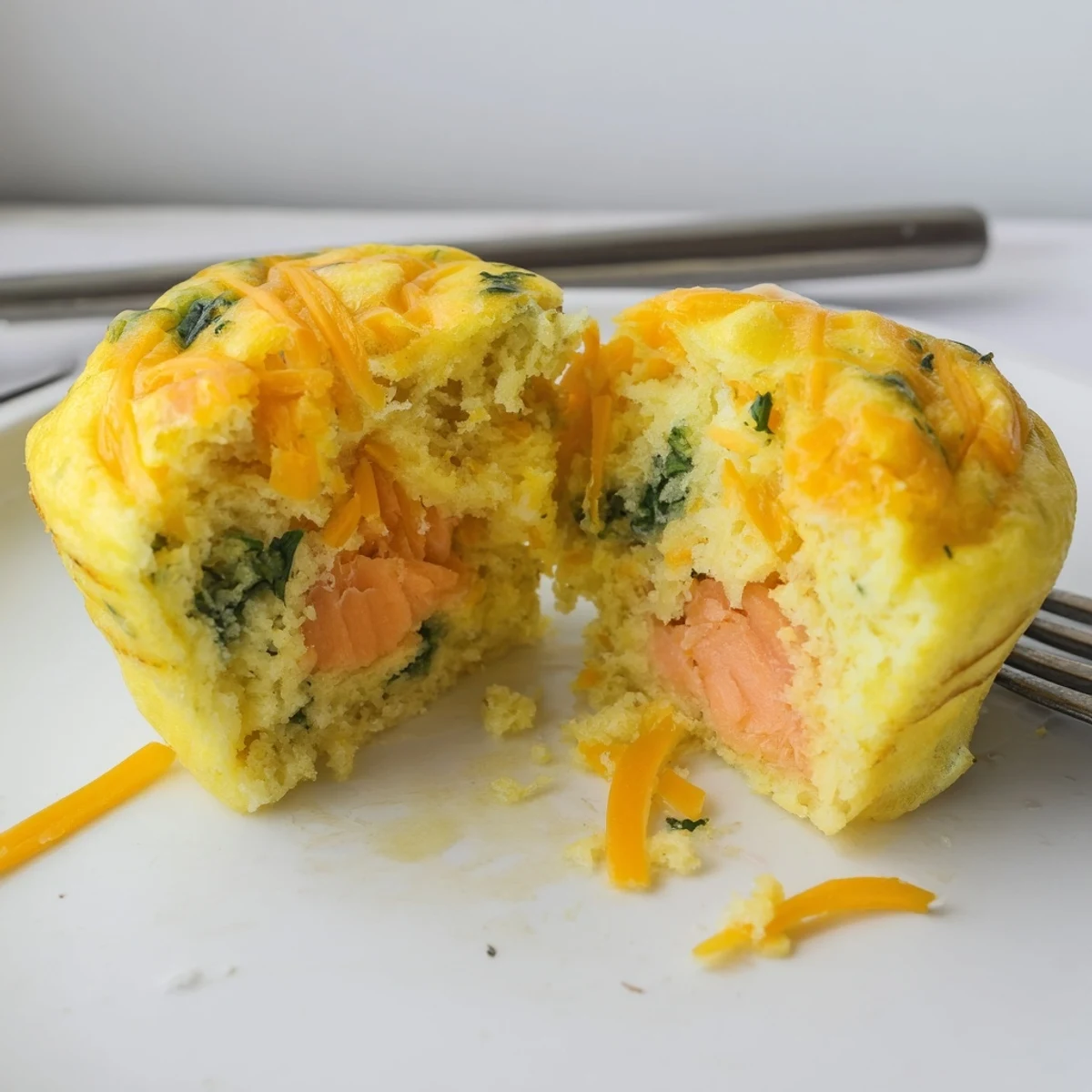 Smoked Salmon Egg Muffins resting warm in tin, golden tops and dill