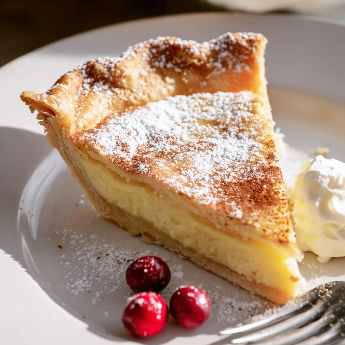 Christmas Eve Custard Pie With Cinnamon Vanilla, silky custard and warm spice aroma  