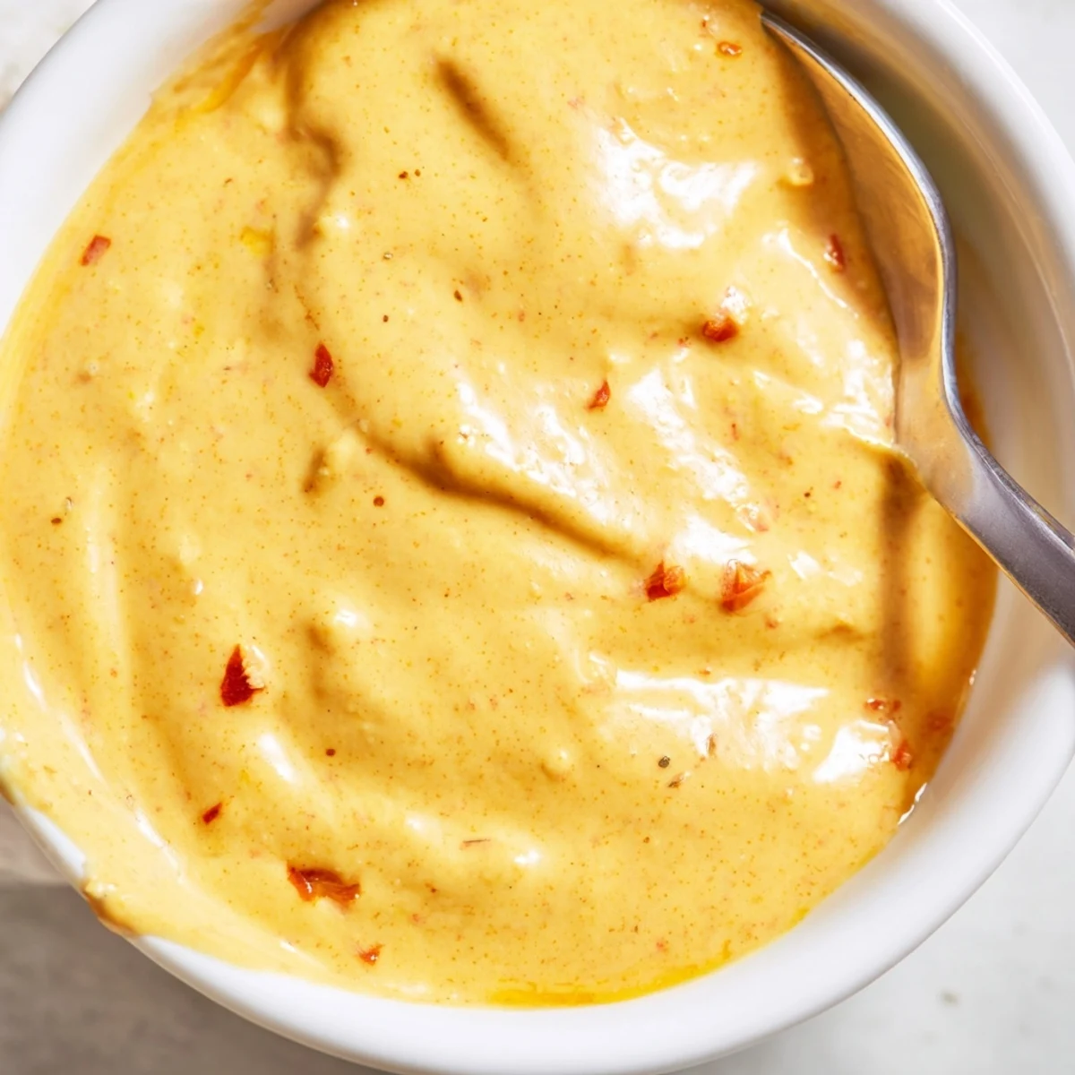 Creamy vegan nacho cashew cheese sauce drizzled over crispy tortilla chips with jalapeños