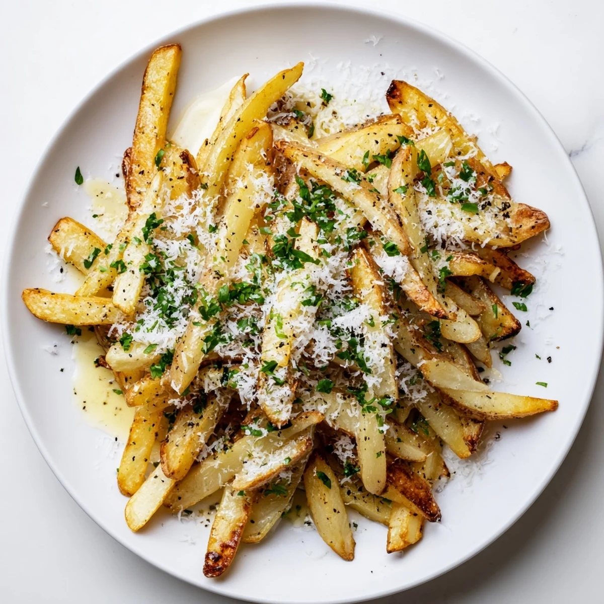 Crispy baked fries drizzled with aromatic truffle oil and crowned with Parmesan
