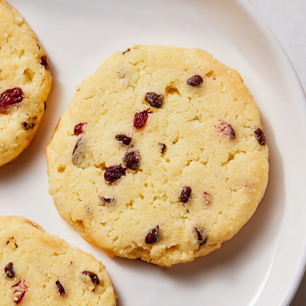 Buttery shortbread cookies topped with melted white chocolate and chopped maraschino cherries for holiday gifting
