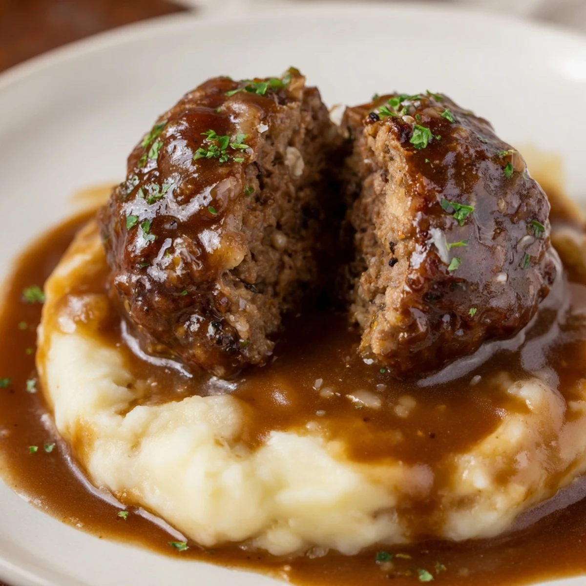 Weeknight Crockpot Meatballs Gravy filling kitchen with garlic thyme aroma, comforting and saucy