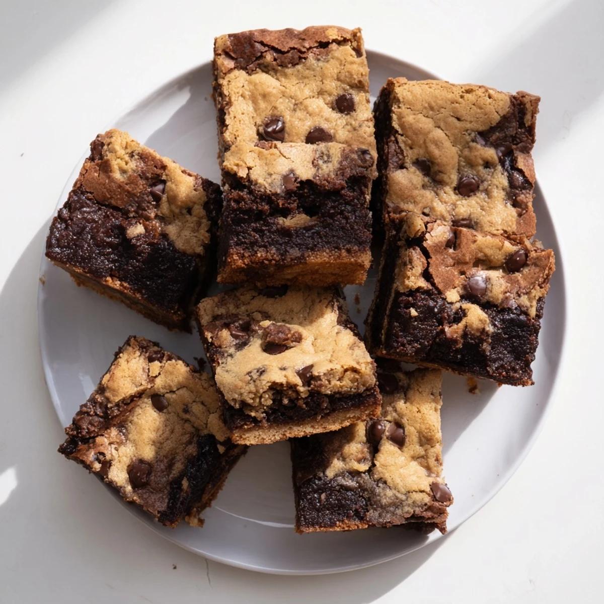 Decadent fudgy chewy brookies dessert with crackled cookie top and gooey chocolate center